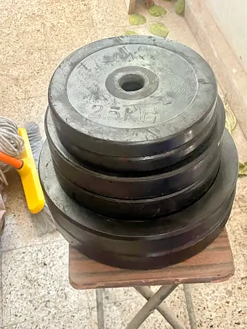 Set of Rubber Coated Weight Plates (25 kg marked plates included) - Used