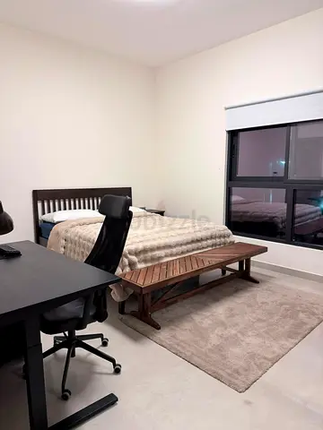 Queen bed frame with mattress with computer table and chair - Excellent condition