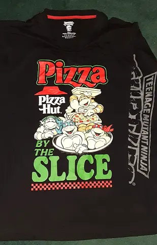 Primark TMNT Pizza Hut Long Sleeve T-Shirt Black Size L Mens Graphic Top