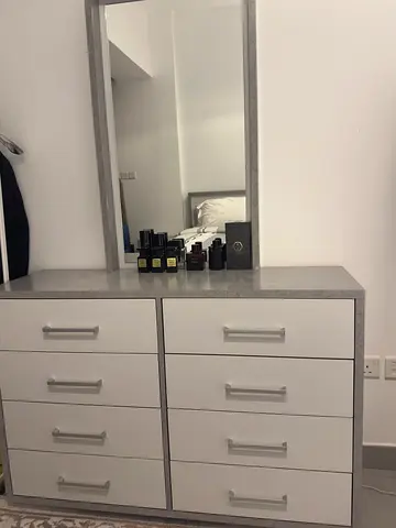 White 8-Drawer Dresser with Mirror - Good Condition