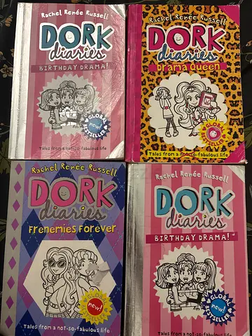 Set of 4 Dork Diaries paperback books by Rachel Renée Russell - good used condition