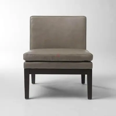 x2 WEST ELM Leather Slipper club chairs in Elephant genuine leather