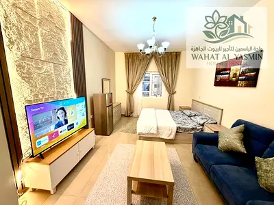 Furnished studio apartment with hotel-style furnishings for monthly rent in Al Majaz 3, Sharjah