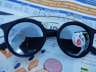 Ray-Ban round polarized sunglasses — black frame,