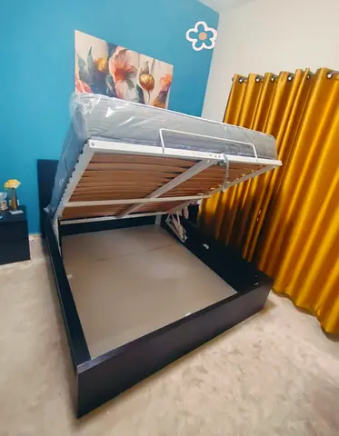IKEA  ottoman queen size 160×200cm hydraulic bed frame with storage inside full bed with mattress
