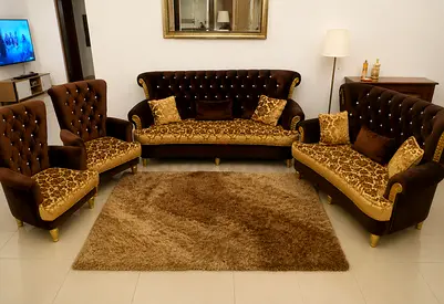 4 Luxury Golden Sofas/Couches with Pillows (Original Price 7000Dirhams)
