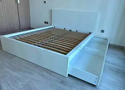 IKEA MALM Queen Size Bed + 2 Storage Drawers + Mattress