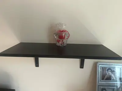 Two Wall-mounted floating shelves - dark wood finish, 1.2m