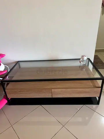 Compact TV Stand / Entertainment Unit with Glass Top and Drawer