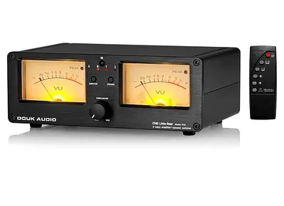 Douk Audio VU3 Dual Analog VU Meter, 2-Way Amplifier/Speaker Switch, Audio Switcher Box with DB Pane