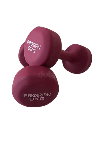 Pair of Proiron 8kg Neoprene Dumbbells - Excellent Condition