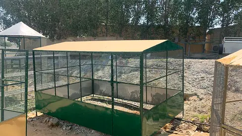 Large outdoor metal bird aviary with roof - sturdy and spacious