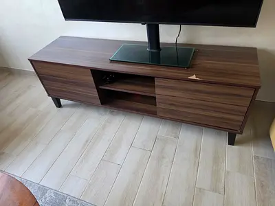 Wooden TV Unit / Entertainment Console - Walnut Finish