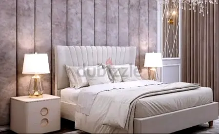 Modern upholstered queen bed excellent condition
