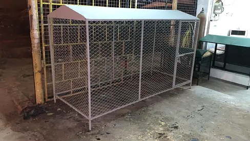 Large outdoor metal pet dog enclosure with roof -