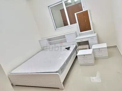 White Wooden Bed Frame with Headboard Storage, Mattress and Matching Nightstands