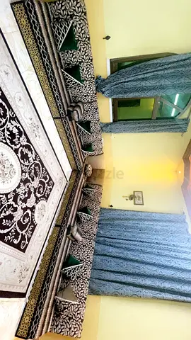 Traditional Arabic Majlis Floor Seating Set with Cushions and Curtains