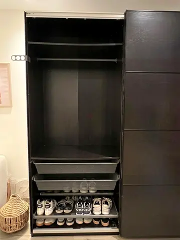 IKEA Black Wood Wardrobe + Matching Dresser Set