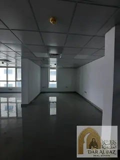 Semi-divided office for annual rent in Al Majaz 2 – Sharjah | 1,800 sq ft | Free AC | 2 free parki