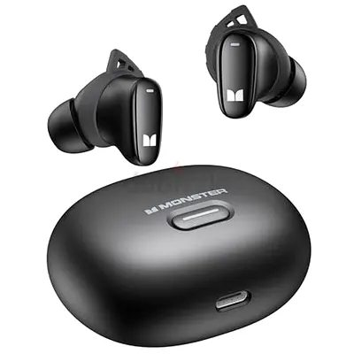 Monster True Wireless Bluetooth Earbuds with Charging Case - Black