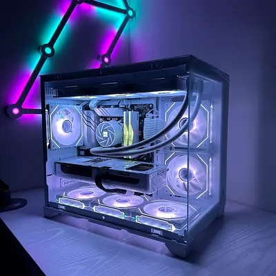 White Mini RTX 5070 i7 13700K Gaming PC Rendering PC