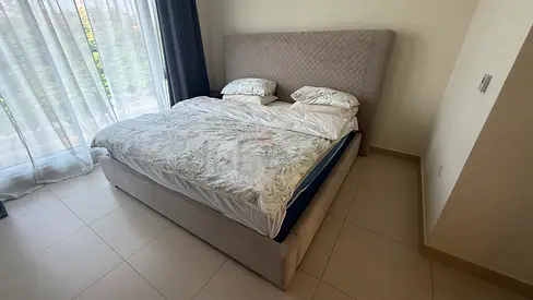 King Size Upholstered Bed with Mattress + 2 Bedside Tables