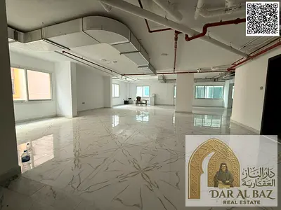 Office or full commercial floor for rent in Al Mowaihat, new building, up to 2500 sq ft, modern finish, ceramic floor, 2 baths, prime location