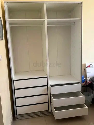 White Built-in Wardrobe with Shelves and Drawers