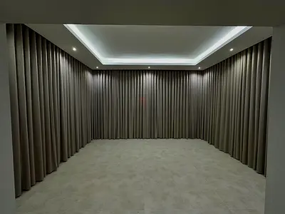 Full-Length Grey Fabric Curtains - Ready to Install (Room Set)