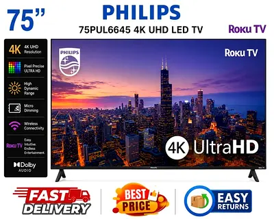 Philips 75 Inch Smart TV UAE - Smart Roku 4K TV - FREE DELIVERY, WARRANTY