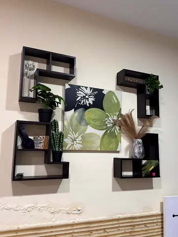 Set of 4 Black Wall Shelves (Modular Floating Display Shelves)