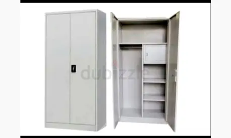 Metal Office Storage Cupboard with Shelves and Hanging Rail