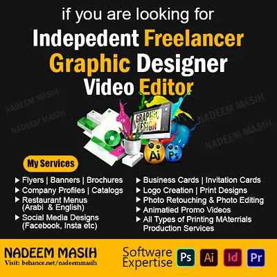 FREELANCE GRAPHIC DESIGNER AND VIDEO EDITOR AVAILABLE