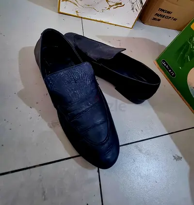 Black leather mens loafers size 43