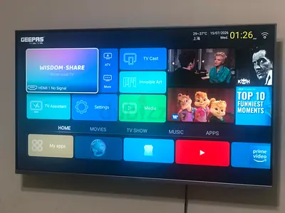 Geepas 43-inch Smart LED TV - Mounted, Working Condition