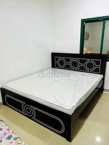 King size wooden bed frame with mattress - good quality