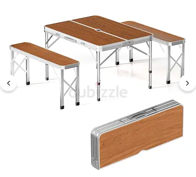 Foldable Aluminum Portable Picnic Table with 4 Stools - Compact Carry Case