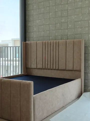 Modern Upholstered Bed Frame with Tall Headboard