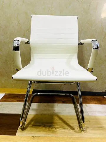 Modern White Ribbed Office Chair with Chrome Frame