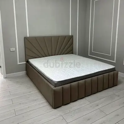 Queen upholstered bed frame with headboard
