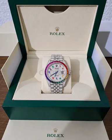 Rolex Datejust 41mm with Custom Diamond Setting  Rainbow Bezel