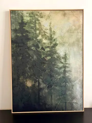 Large Framed Abstract Wall Art – Green - Excellent Condition