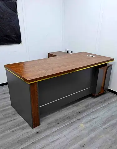 Large Wooden Office Desk with Cable Port - Modern Executive Style