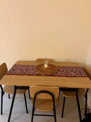 Modern Wooden Dining Set with 4 Chairs