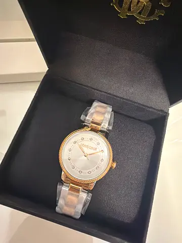 Rose gold-accent womens wristwatch in original box