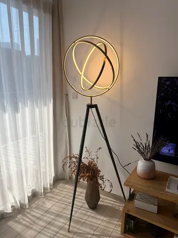 Ebarza Modern Tripod Floor Lamp with Orbital LED Rings