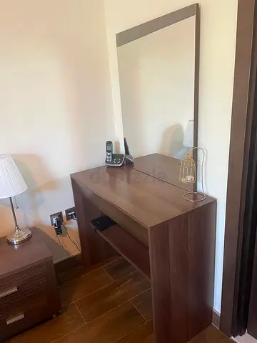 Bed set and mattress with Wooden Dressing Table with Large Mirror - Good Condition