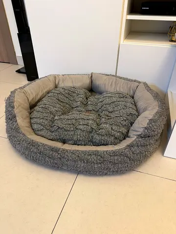 Grey Plush Donut Pet Bed - Good Condition
