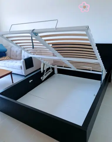 IKEA hydraulic king size bed frame with storage inside full bed frame with IKEA mattress 180×200cm