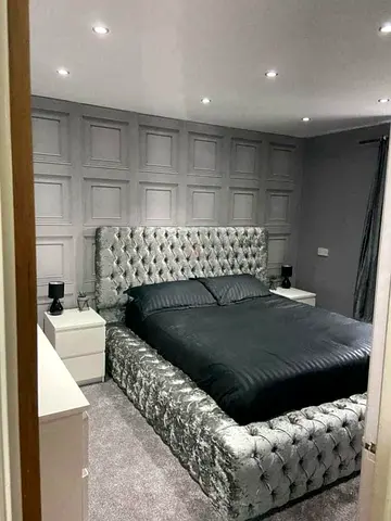 Grey Tufted Velvet Bed Frame